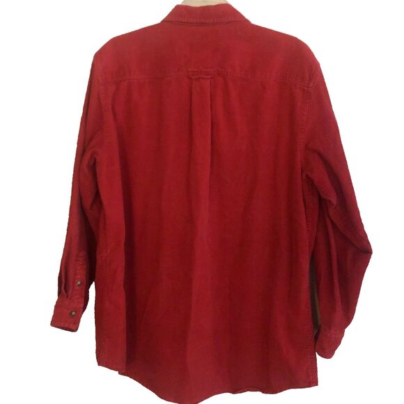 Newton Trading Co Corduroy Shirt Mens Sz L VTG 80s Red Button Front Long Sleeve - Picture 5 of 11